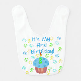 Blue Cupcake 1st Birthday Bib