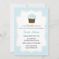 Blue Cupcake Baby Shower Invitation