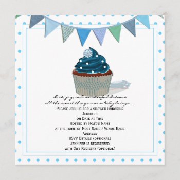 Blue Cupcake Baby Shower Invitation by NoteableExpressions at Zazzle
