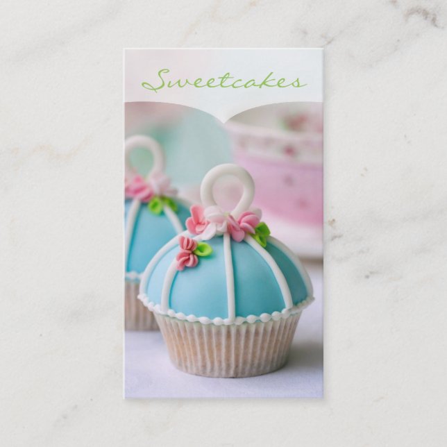 Blue Cupcake Bakery Business Card (Front)
