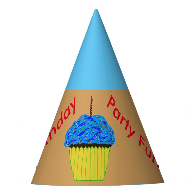 Blue Cupcake Balloons Party Hats (Front)