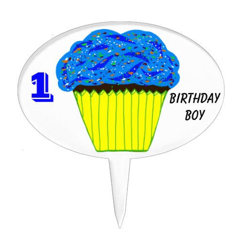 Blue Cupcake Birthday Cake Pick