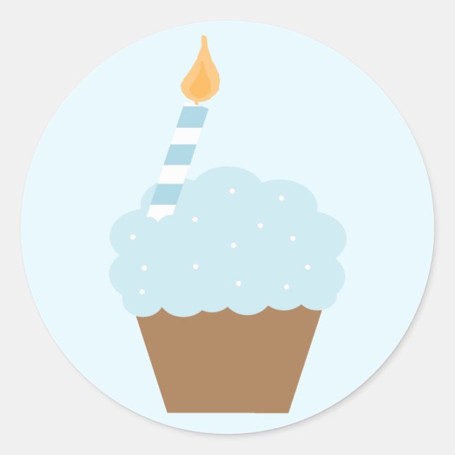 Blue Cupcake Classic Round Sticker (Front)