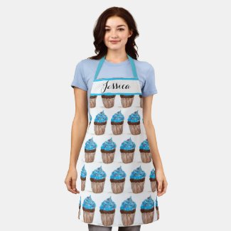 Blue Cupcake Food Dessert Cakes Baker Cute Adult A