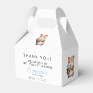 Blue cupcake hamster, nibble & giggle birthday favor boxes