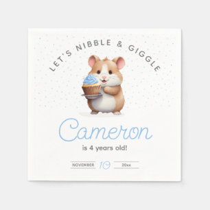 Blue cupcake hamster, nibble & giggle birthday napkins