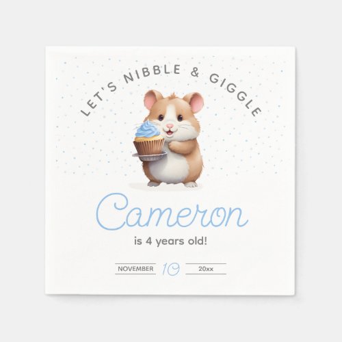 Blue cupcake hamster nibble  giggle birthday napkins