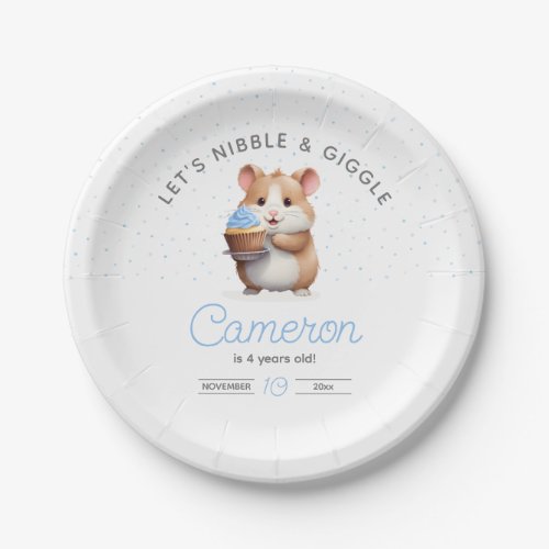 Blue cupcake hamster nibble  giggle birthday  paper plates
