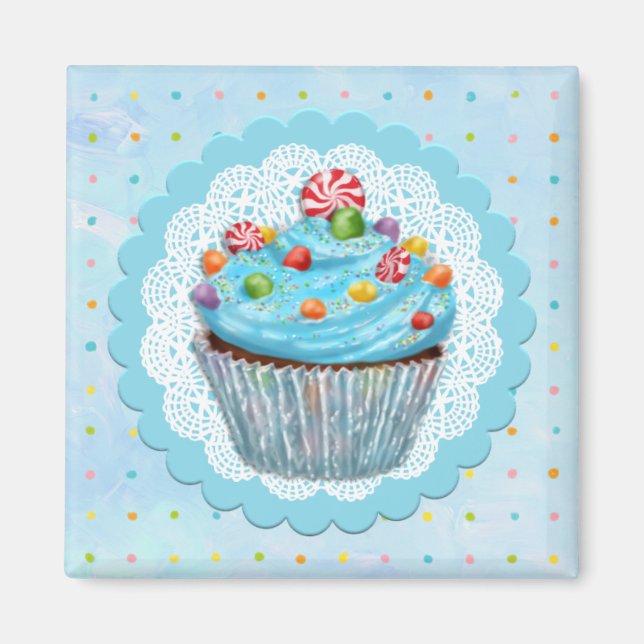 Blue Cupcake Magnet (Front)
