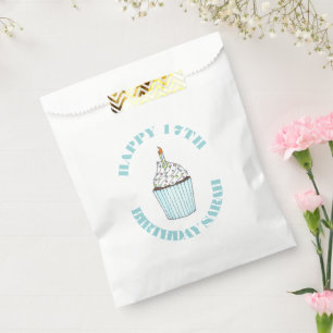 Blue Cupcake Personalized Birthday Party Favor Favor Bag