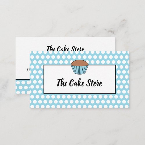 Blue Cupcake  Polka Dot Cake Maker Cake Store Business Card