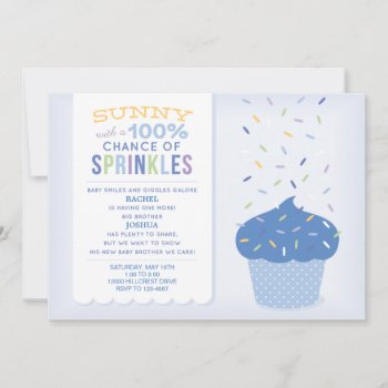 Blue Cupcake Sprinkles Baby Sprinkle Invitation by laurabolterdesign at Zazzle