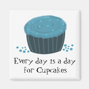 Blue Cupcake with Cute Saying Magnet