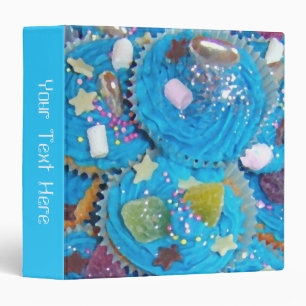 Blue Cupcakes 'Your Text' binder blue