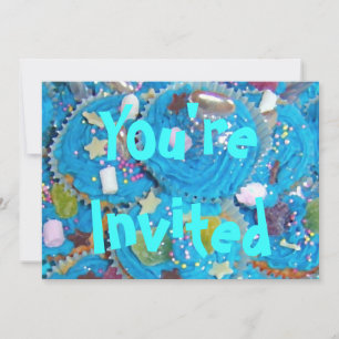 Blue Cupcakes 'You're Invited' invitation