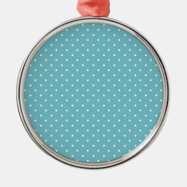 Blue-Curacao And-White-Polka-Dots Metal Ornament (Front)