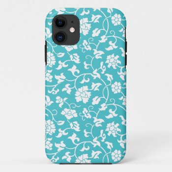 Blue Curacao Floral Damask Iphone 5 Case by ipad_n_iphone_cases at Zazzle