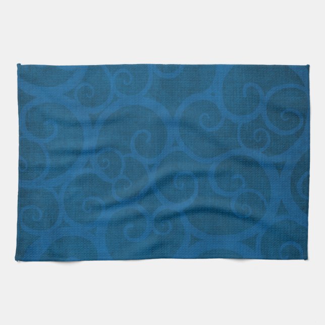 Blue curls lines towel (Horizontal)