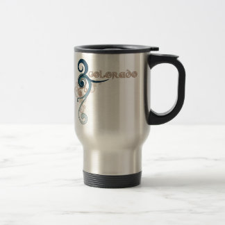 Blue Curly Swirl Colorado Travel Mug