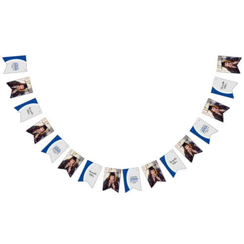 Blue Curved Frame Photo Graduation Bunting Flags
