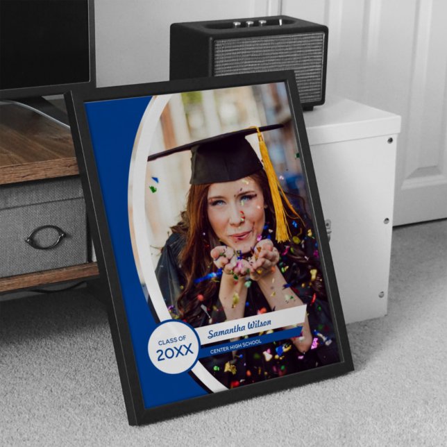 Blue Curved Frame Photo Graduation Poster (Creator Uploaded)