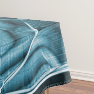 Blue curved overlapping band highlighted by relief tablecloth