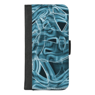 Blue curved ribbon, highlighted by relief, overlap iPhone 8/7 plus wallet case