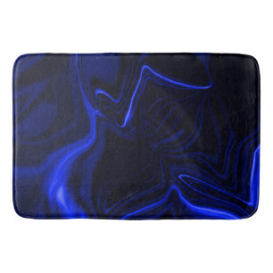 Blue curves and ripples in dark blue image bath mat