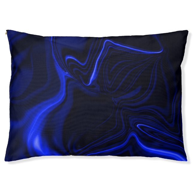 Blue curves and ripples in dark blue image  pet bed (Front)