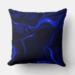 Blue curves and ripples in dark blue image  throw pillow