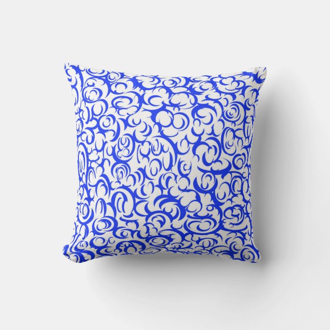 Blue Curves Throw Pillow (Front)