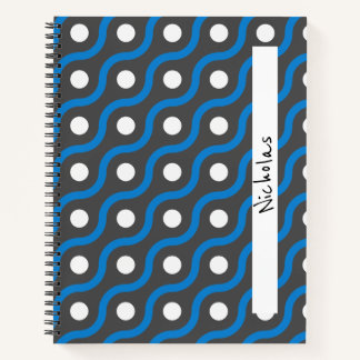 Blue Curving Line Pattern on Gray Notebook