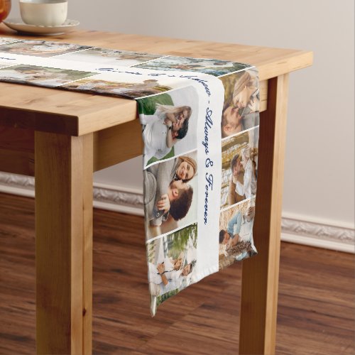 Blue Custom 36 Photos Always & Forever Wedding Long Table Runner