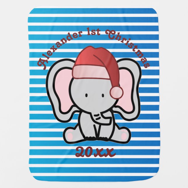 Blue Custom Baby Boy Name First Christmas 2022     Baby Blanket (Front)