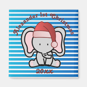 Blue Custom Baby Boy Name First Christmas 2022   Magnet