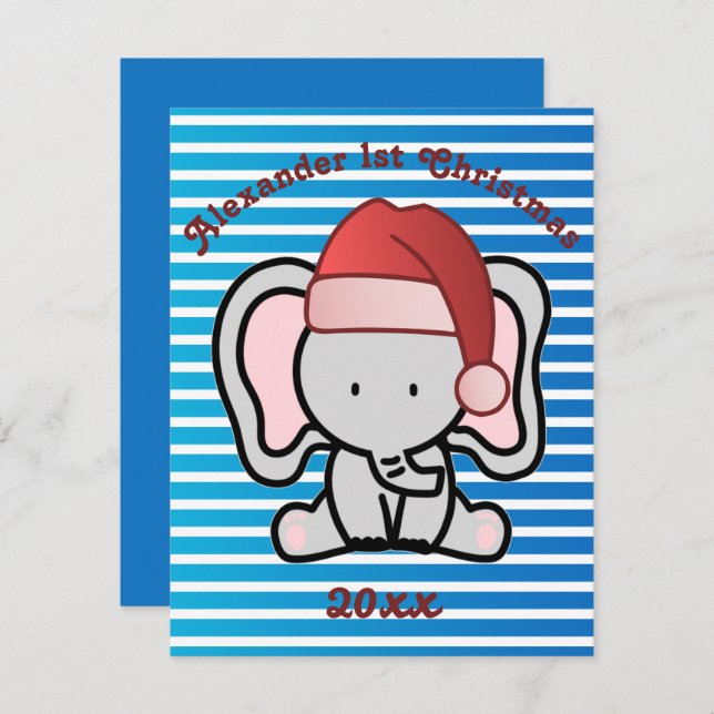 Blue Custom Baby Boy Name First Christmas 2022  Note Card (Front/Back)