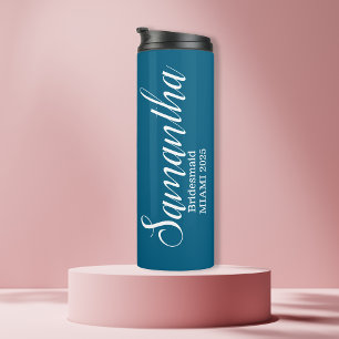 Blue Custom Bridesmaid Name Thermal Tumbler
