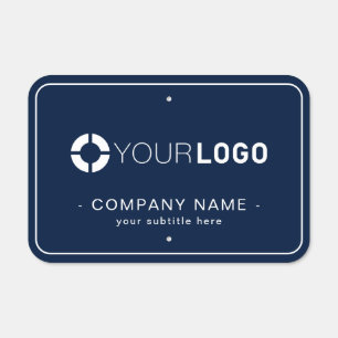 Blue custom business corporate logo metal sign
