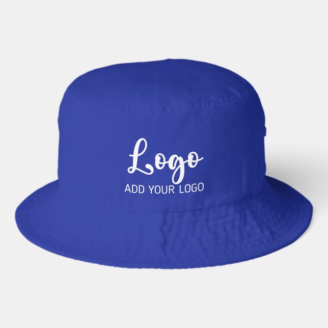 Blue Custom Business Logo Bucket Hat (Front)