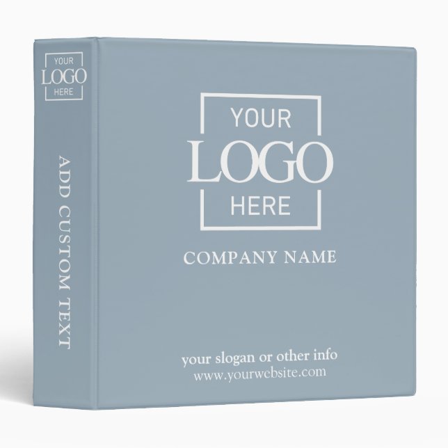 Blue Custom Business Logo Professional No Minimum 3 Ring Binder (Front/Spine)