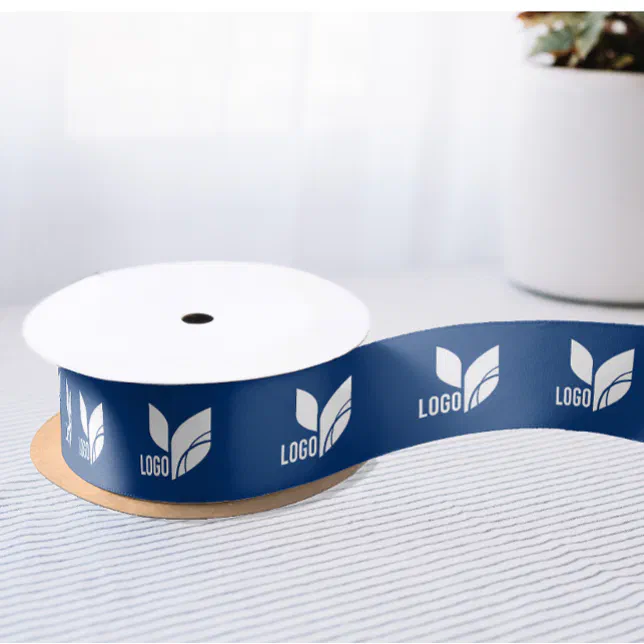 Blue Custom Business Logo Satin Ribbon | Zazzle