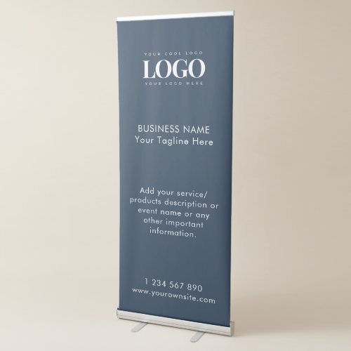Blue Custom Business Logo Text Corporate Company Retractable Banner