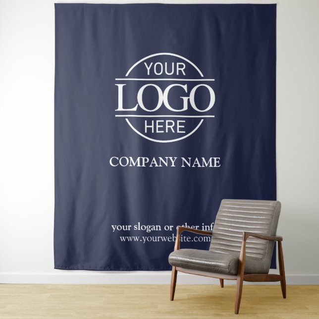 Blue Custom Business Logo Trade Show Backdrop (In Situ)