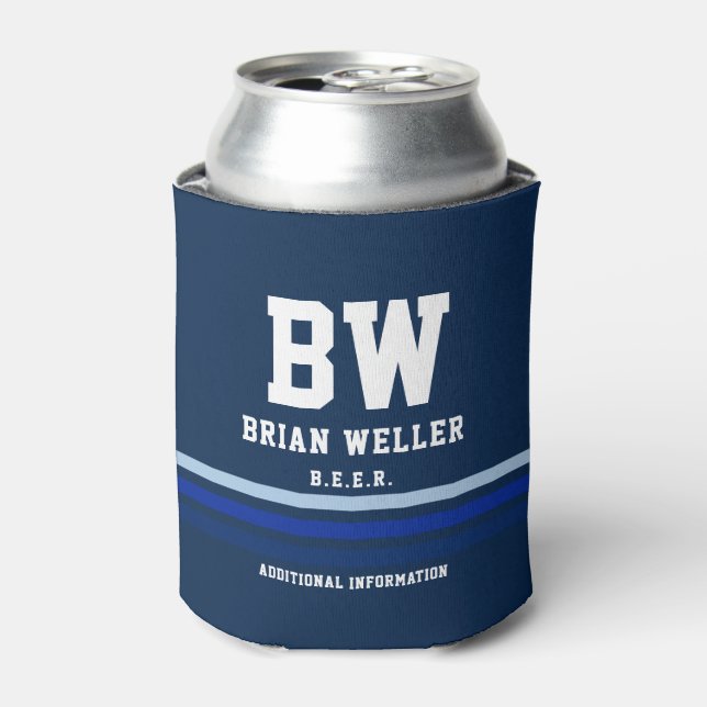 BLUE custom color monogram can cooler (Can Front)