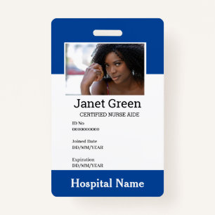 Blue Custom Employee Nurse Doctor ID Photo Badge