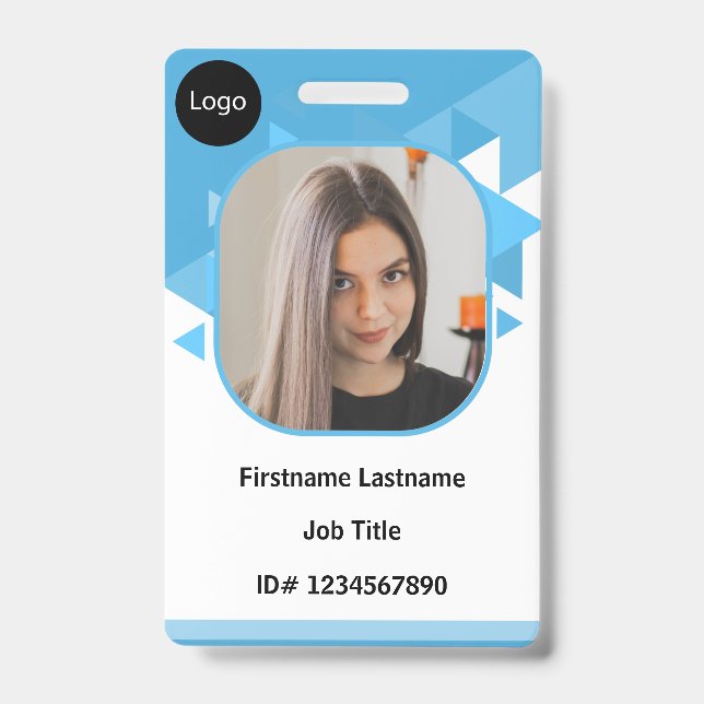 blue Custom Employee, Personalized your own id Badge (Front)