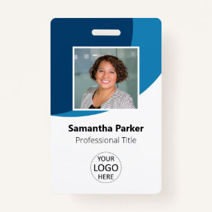 Blue Custom Employee - Photo, Logo, Barcode, Name  Badge