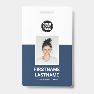 Blue Custom Employee Photo, Logo, Name Badge