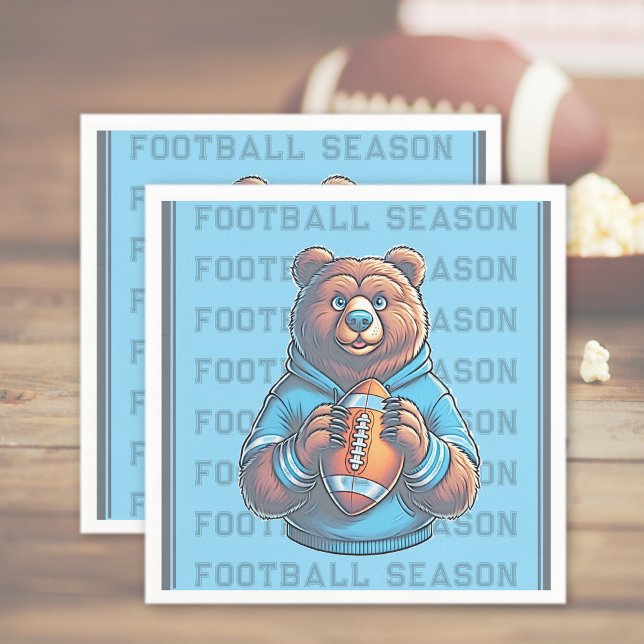 Blue Custom Football Paper Napkins (Blue Custom Football Paper Napkins)