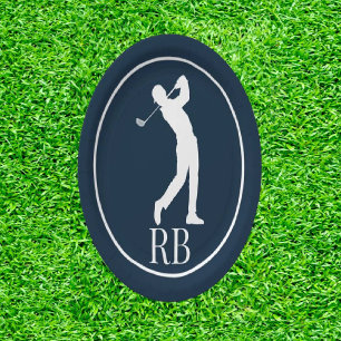 Blue Custom Golf  Paper Plates